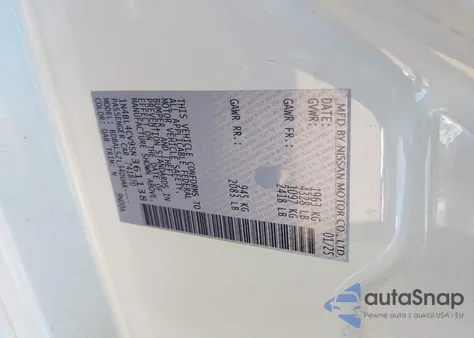 2025 Nissan Altima Sr Fwd z USA, uszkodzony, nr VIN 1N4BL4CV9SN361138